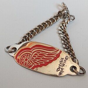DETRIOIT RED WINGS Silver Tone Chain Bracelet NHL Stainless Steel Unisex
